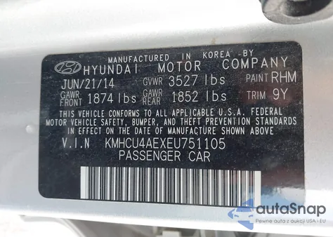 2014 Hyundai Accent Gls z USA, uszkodzony, nr VIN KMHCU4AEXEU751105